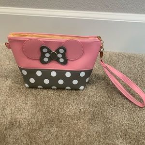 Gray and Pink Minnie Mouse Zipper Pouch